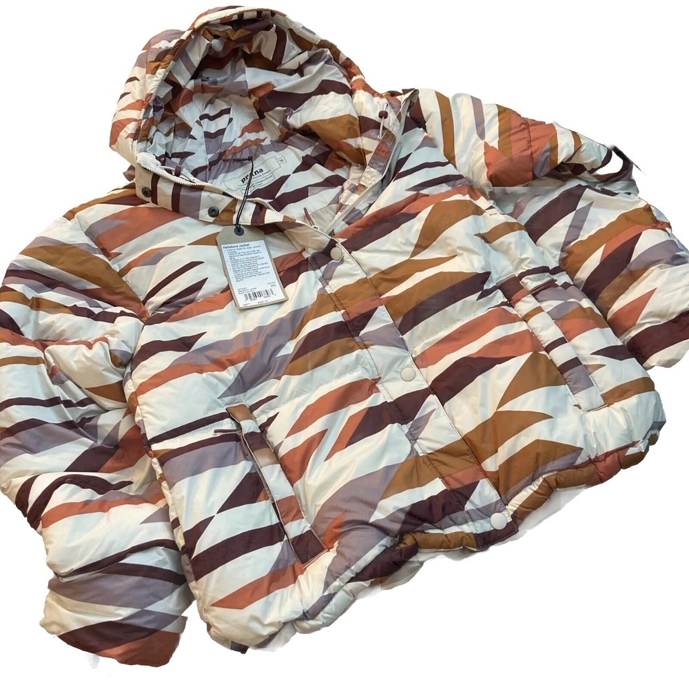 Prana Hellebore Women's Puffer Jacket XS Rose Hips Geo Duck Down Nylon Aztec